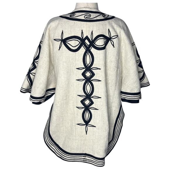 Colores del Pueblo Women's Sweater OS Serape Cloak White Wool Guatemalan Ethnic - Picture 5 of 10